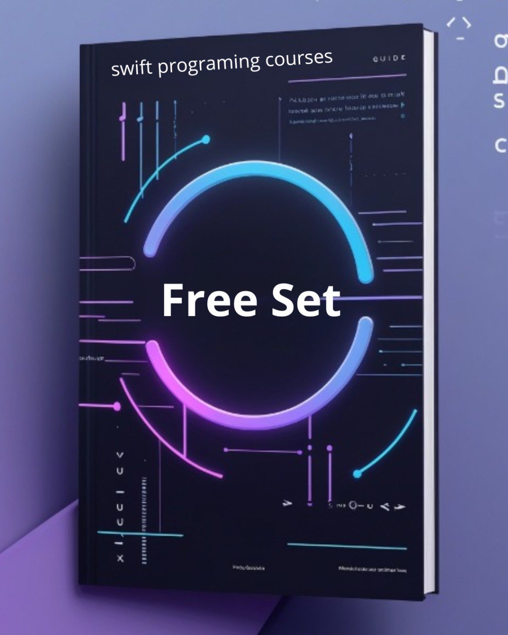 Book cover with 'swift programming courses' and 'Free Set' on a blue background